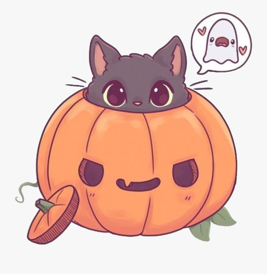 Cute Pumpkin Kitty Drawn By Noami Lord 💜💜💖 - Kawaii Cat In Pumpkin