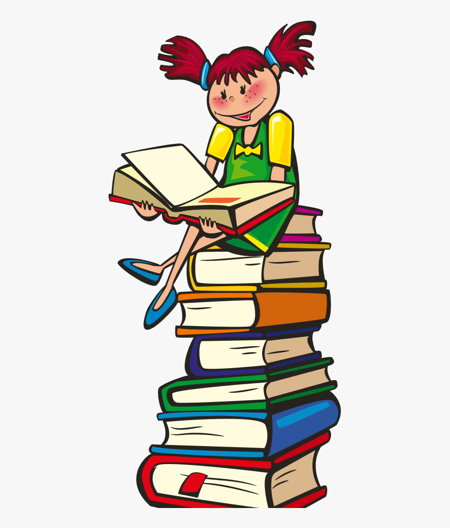 Drawing Of Child Sitting On Stack Of Books - Książka Rysunek Dla Dzieci, Transparent Clipart