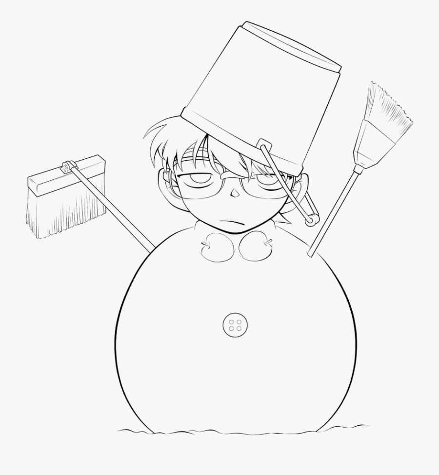 Snowman Face Lineart - Detective Conan Lineart Png, Transparent Clipart