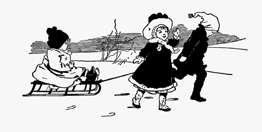 Digital Winter Scene Downloads - Vintage Winter Black And White Clipart, Transparent Clipart