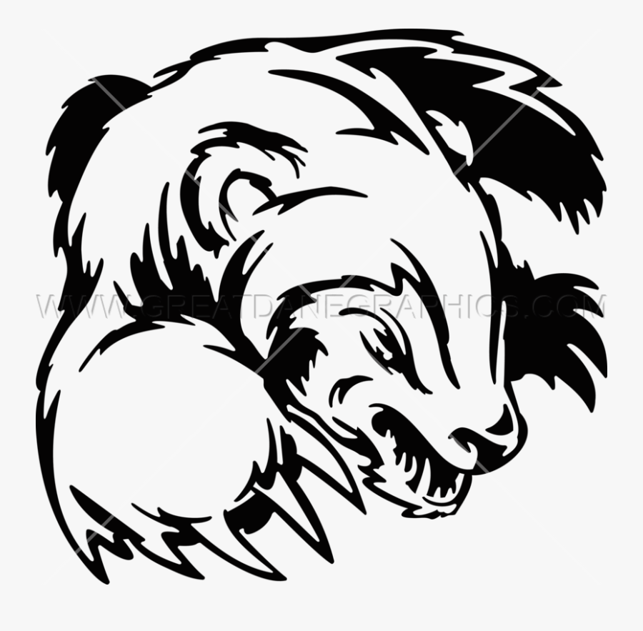 Clip Art Badger Line Art - Black And White Badger Art, Transparent Clipart
