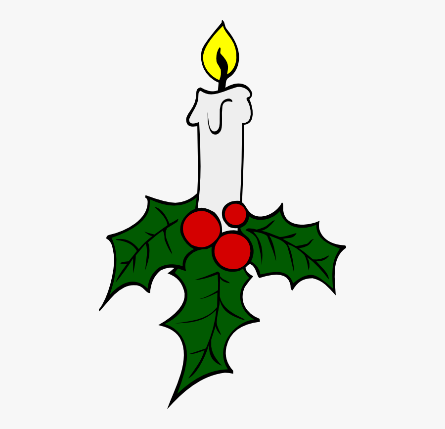 Candle With Holly, Transparent Clipart