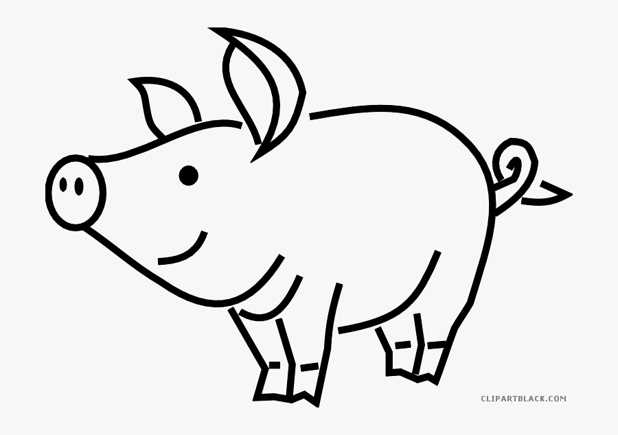 Transparent Pig In Mud Clipart - Pig Cartoon Black And White, Transparent Clipart