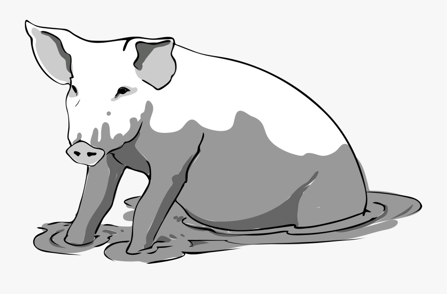 Transparent Pig In Mud Clipart - Mud Black And White Clipart, Transparent Clipart