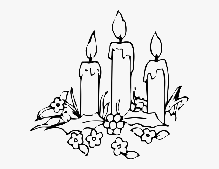 Advent Wreath Coloring Book Hosanna Clip Art Maundy - Candle And Flowers Vector, Transparent Clipart