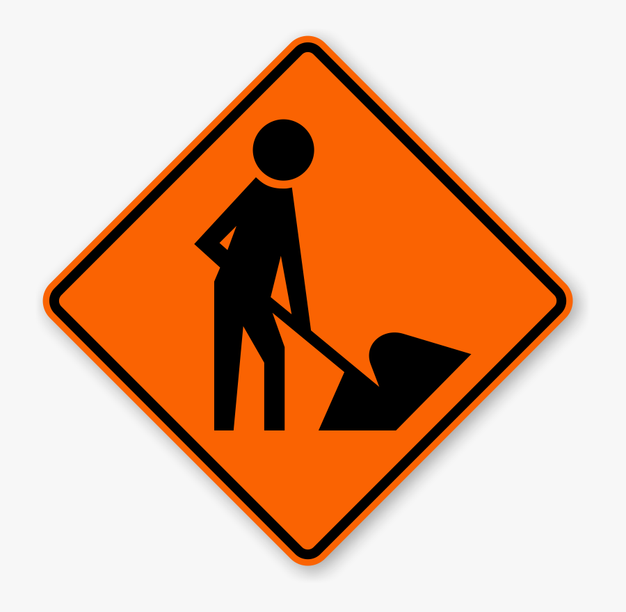 Roadway Clipart Road Sign - Workers Ahead Road Sign, Transparent Clipart