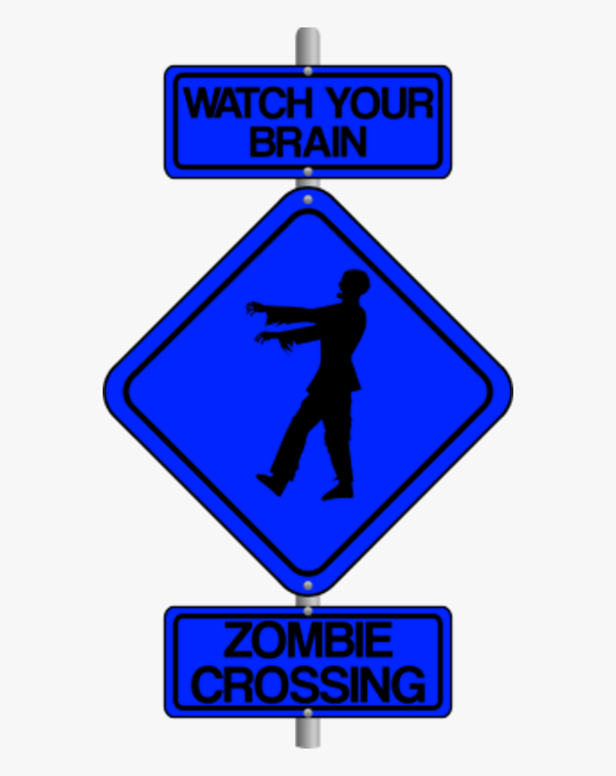 Zombie Crossing The Street Comic Traffic Sign - Traffic Sign, Transparent Clipart