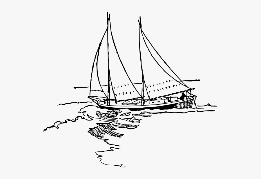 Schooner Rigged Sharpie Png Images - Black And White Clipart Fishing Boat, Transparent Clipart