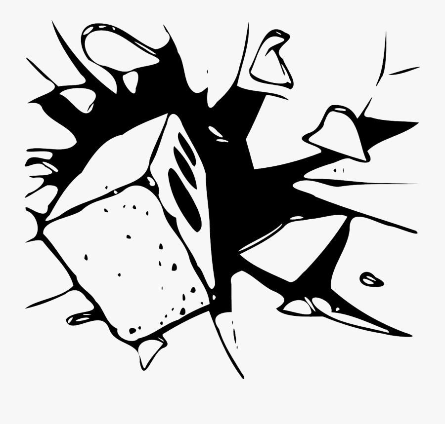 Brick Going Through Window, Transparent Clipart