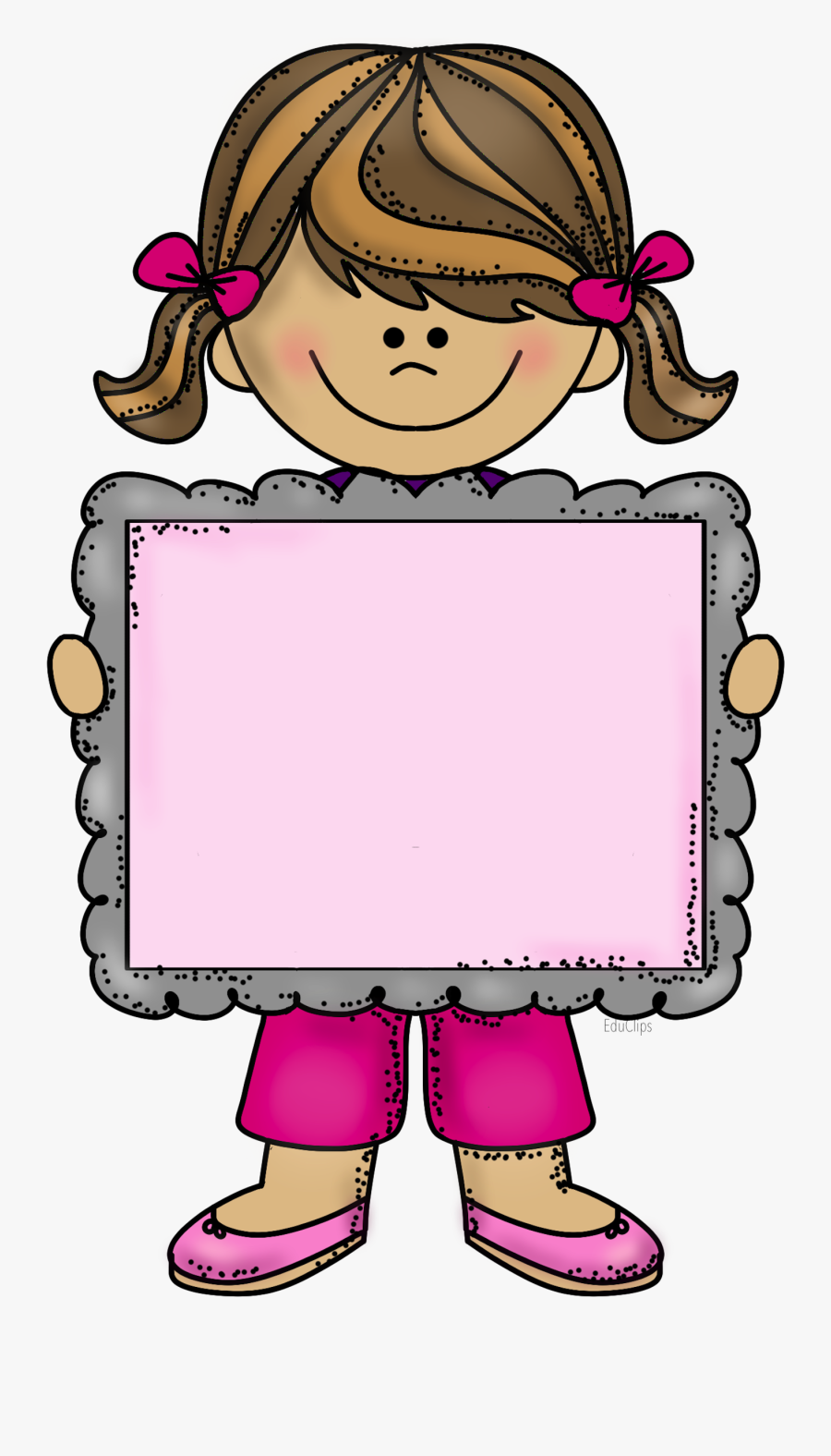 Girl With Banner Clipart - Girl With Frame Clipart, Transparent Clipart