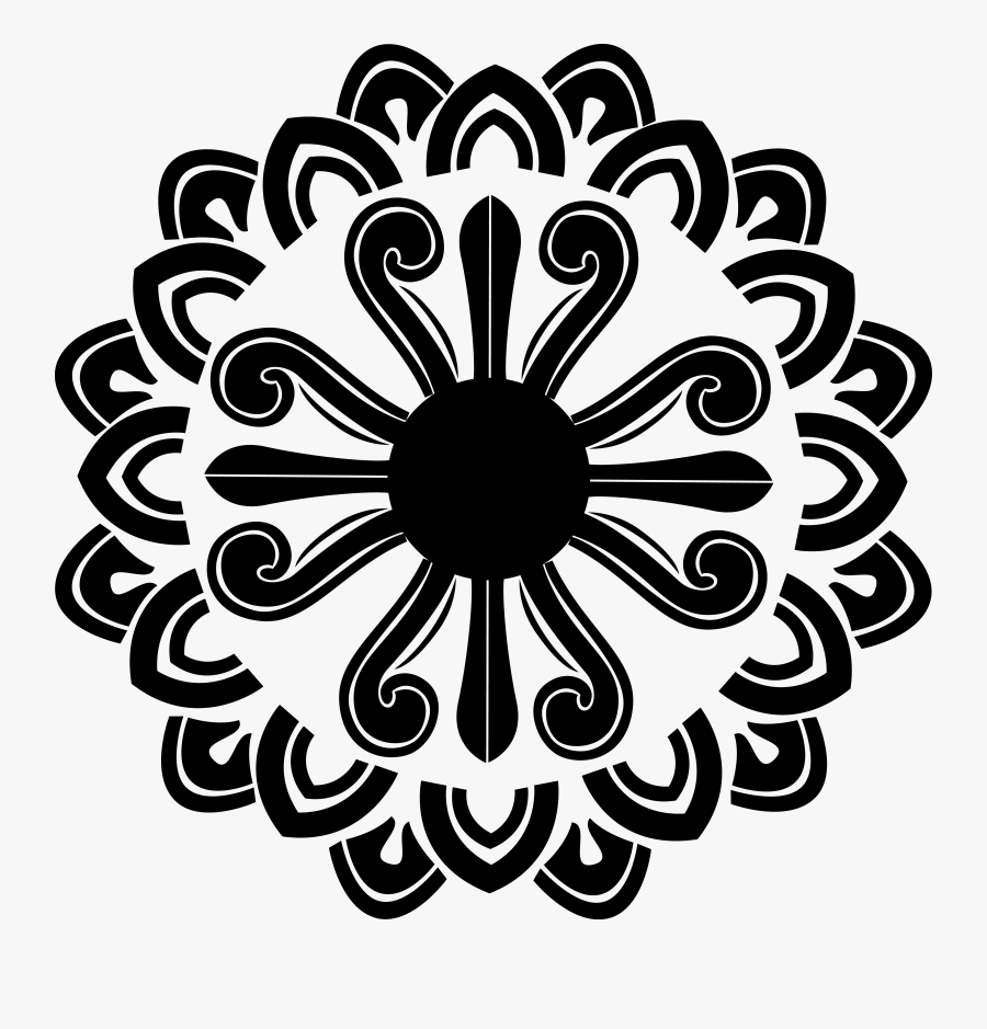 Free Clipart Of A Black And White Adult Coloring Page - Transparent Mandala Clip Art Png, Transparent Clipart