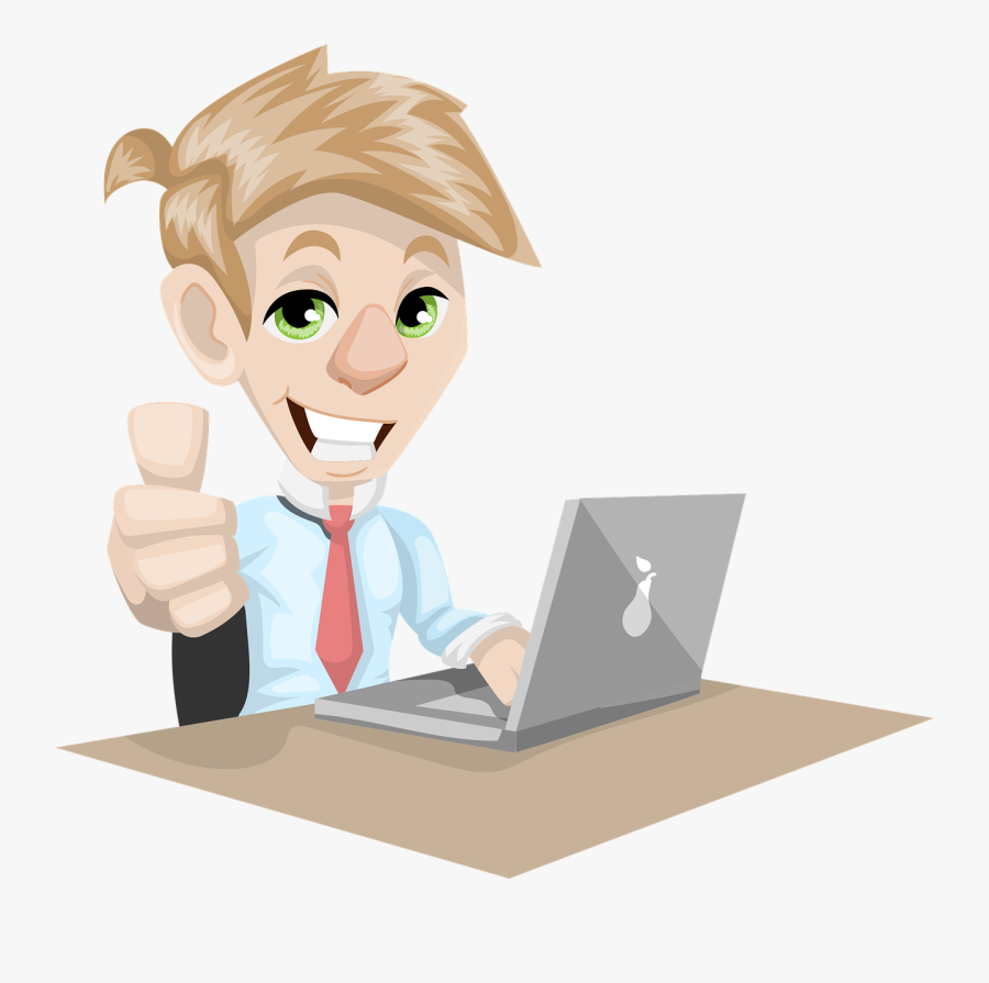 Business Man With Laptop Png, Transparent Clipart