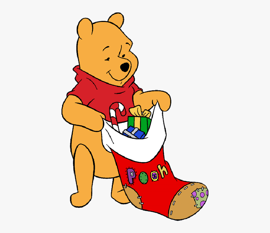 Christmas Winnie The Pooh Stocking Picture - Xmas Winnie The Pooh, Transparent Clipart