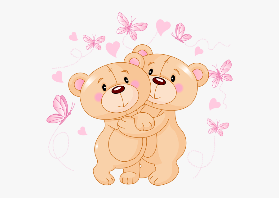 Valentine Teddy Bears With Butterflies Png Clipart - Happy Birthday My Lovely Twins, Transparent Clipart