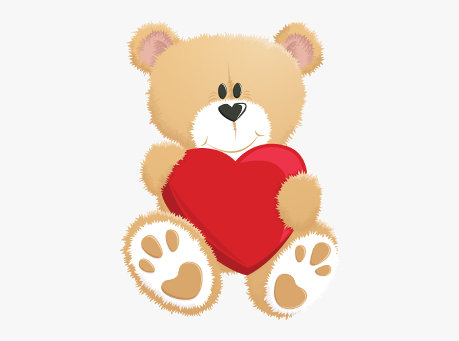 With Red Whimsical Cartoon - Teddy Bear Heart Cartoon, Transparent Clipart