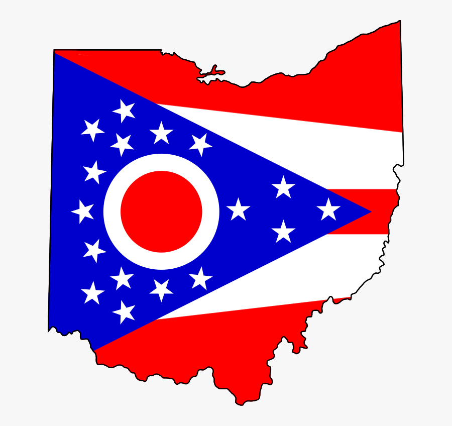 Ohio State Map With Flag, Transparent Clipart