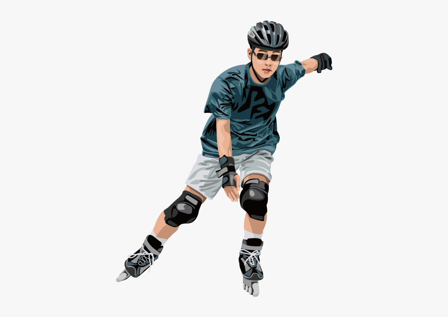 Skating Ice Pads Skiing Knee Guy With Clipart - Roller Skating Protection, Transparent Clipart
