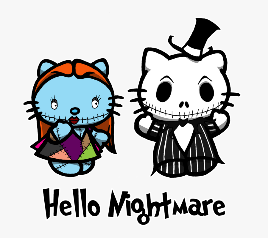 Transparent Jack And Sally Clipart - Tim Burton Hello Kitty, Transparent Clipart