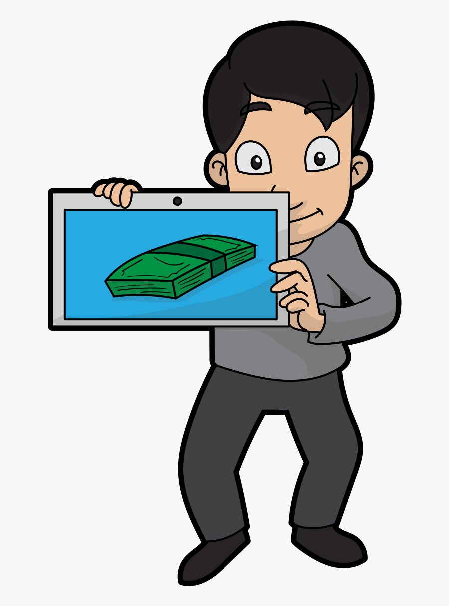Cartoon Guy Showing The Money - Cartoon, Transparent Clipart