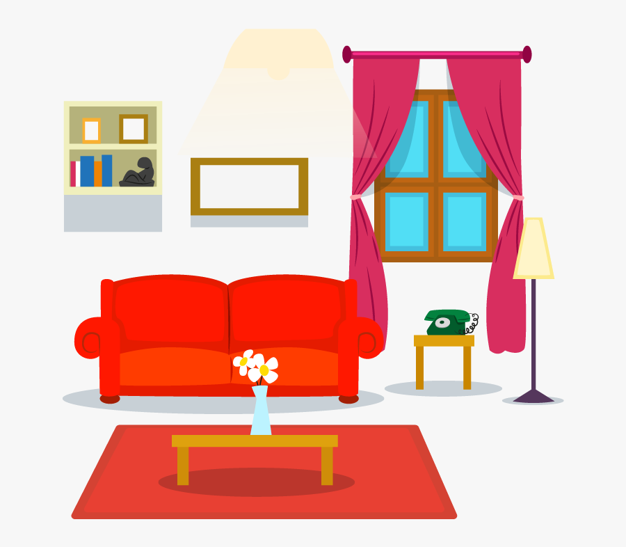 Table Living Room Couch Cartoon - Living Room Cartoon Transparent, Transparent Clipart