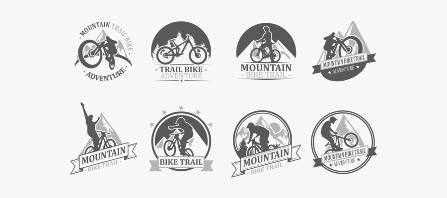 Bike Trail Labels Vector - Mountain Trail Bike Adventure Logo, Transparent Clipart
