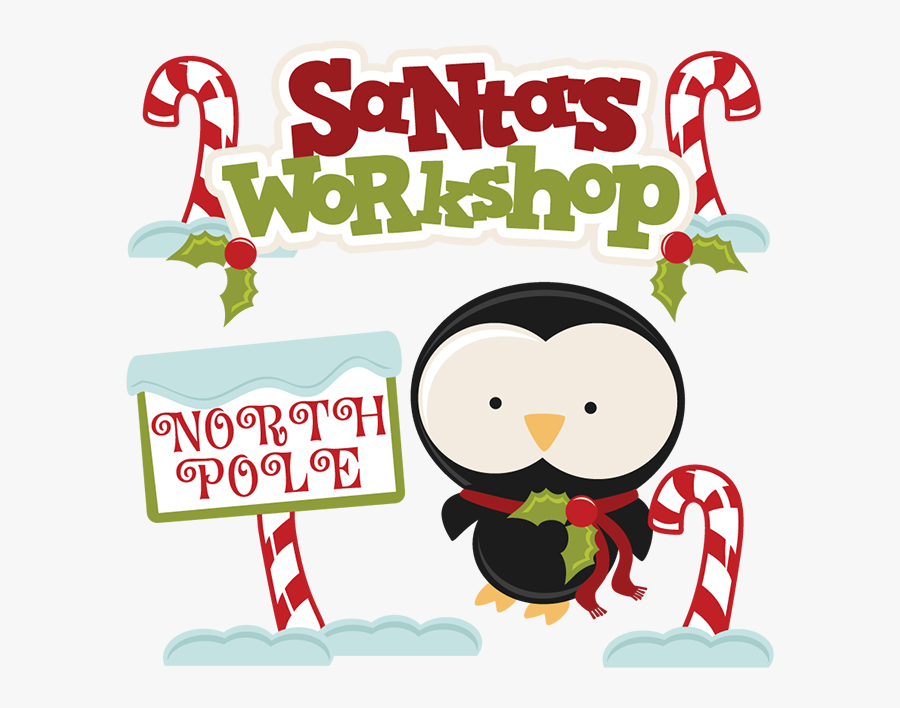 Santa Clipart Santa"s Workshop Sign - Cartoon Santa's Workshop Sign, Transparent Clipart