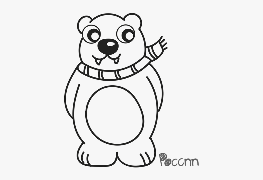 Cartoon Polar Bear Lineart - Cartoon, Transparent Clipart