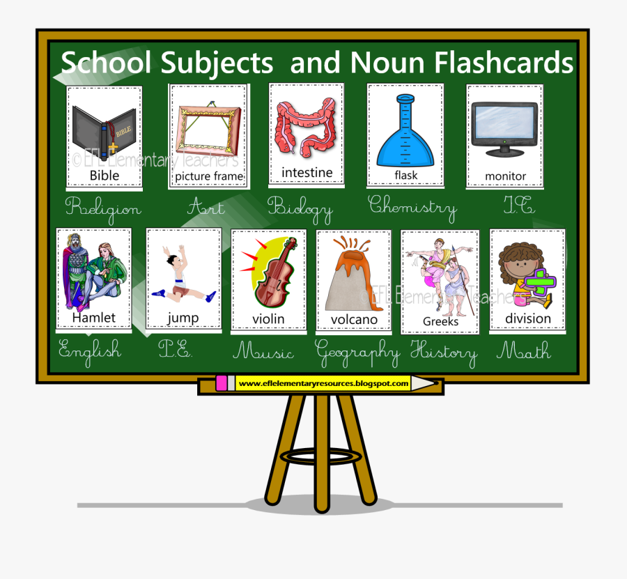 Efl Elementary Teachers - Subject Flashcards, Transparent Clipart
