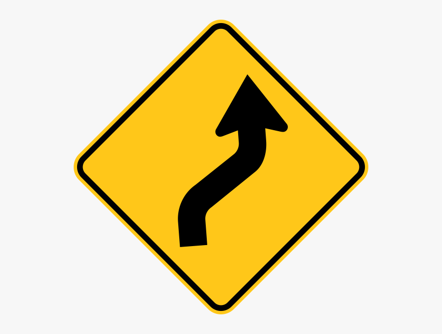 Reverse Curve Right Warning Trail Sign Yellow - School Road Signs Sri Lanka, Transparent Clipart