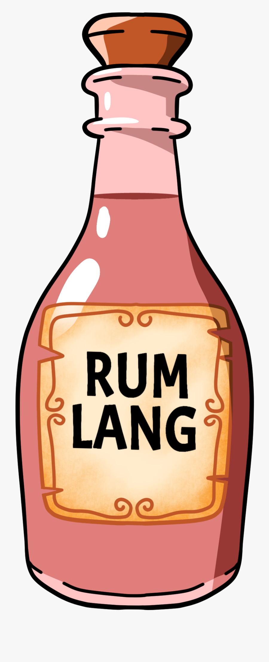 Rum Bottle Clipart - Glass Bottle, Transparent Clipart