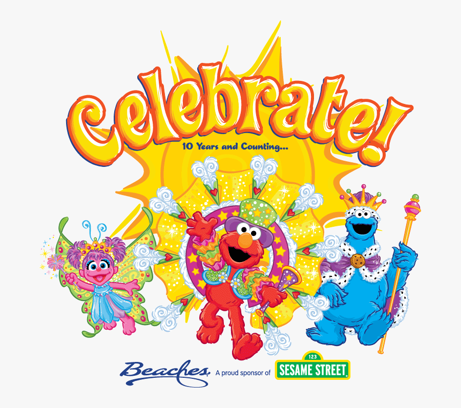 Celebrate 10 Years Beaches Resorts And Sesame Street - Sesame Street Sign, Transparent Clipart