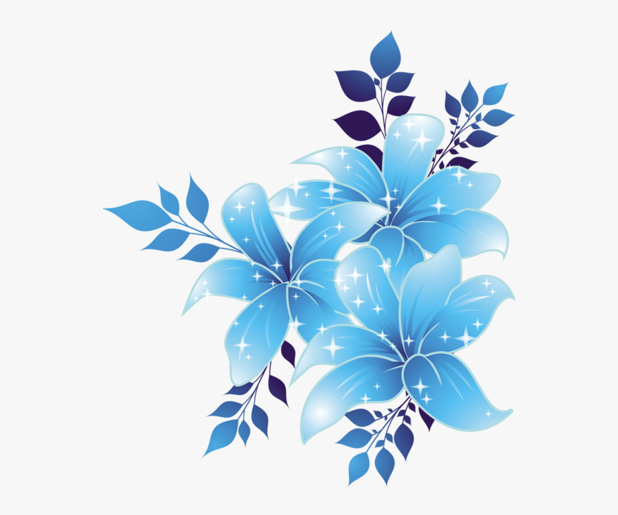 Transparent Blue Flowers Clipart - Background Design Blue Flower, Transparent Clipart