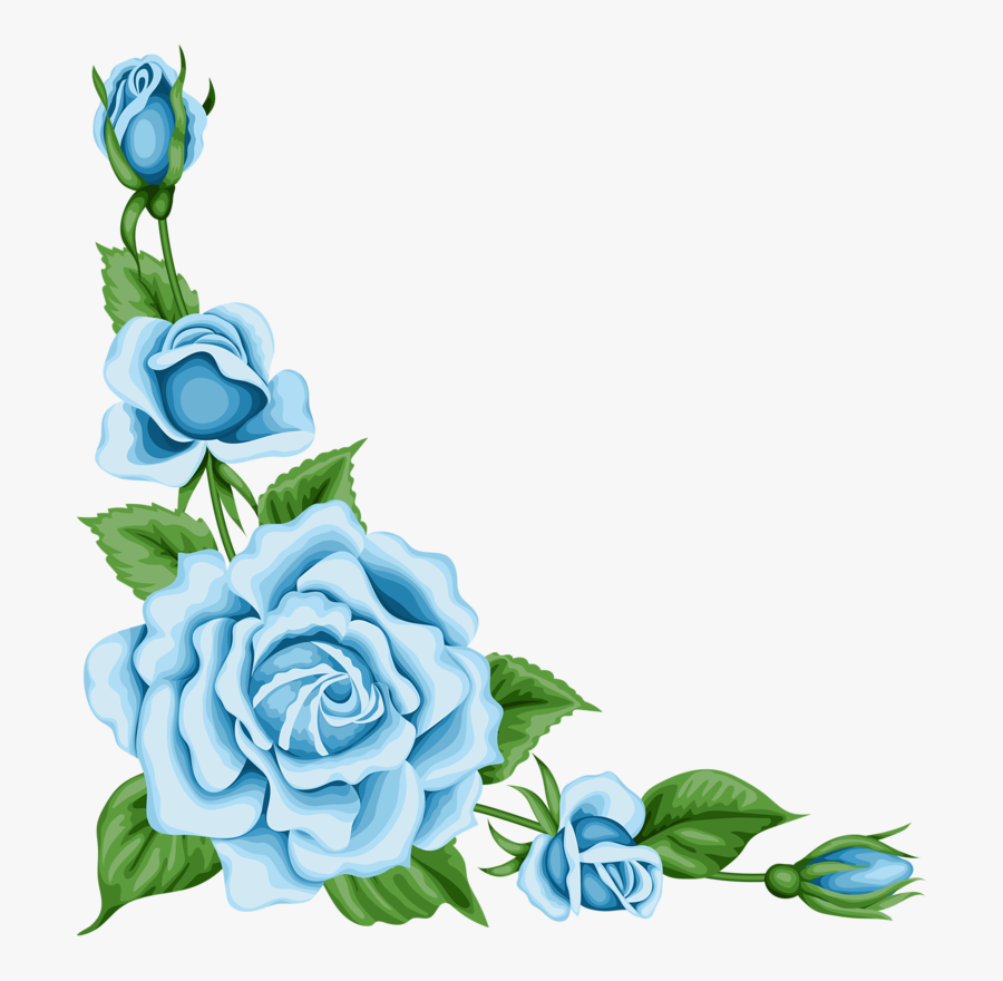Rose Clipart Blue - Transparent Blue Flower Border, Transparent Clipart