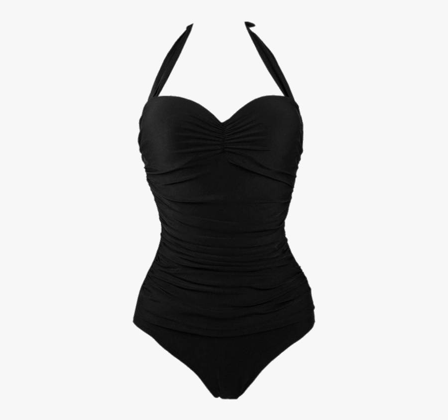 Black Swimming Suit - Black Halterneck Swimming Costume, Transparent Clipart