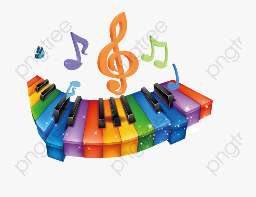 Music Clipart Colored - Desenho De Notas Musicais Coloridas, Transparent Clipart