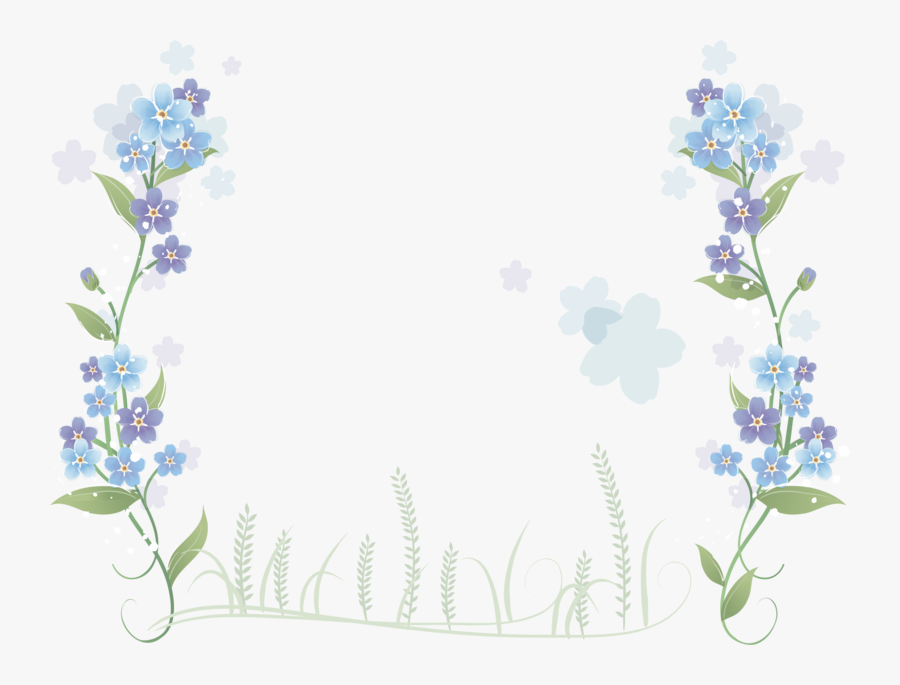 Blue Flowers Flower Border Hand-painted Free Clipart - Clipart Blue Floral Border Png, Transparent Clipart