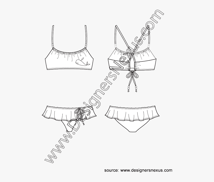 Scoop Neck Bikini Top With Ruffled Skirt Bottom Swimwear - Swimwear, Transparent Clipart