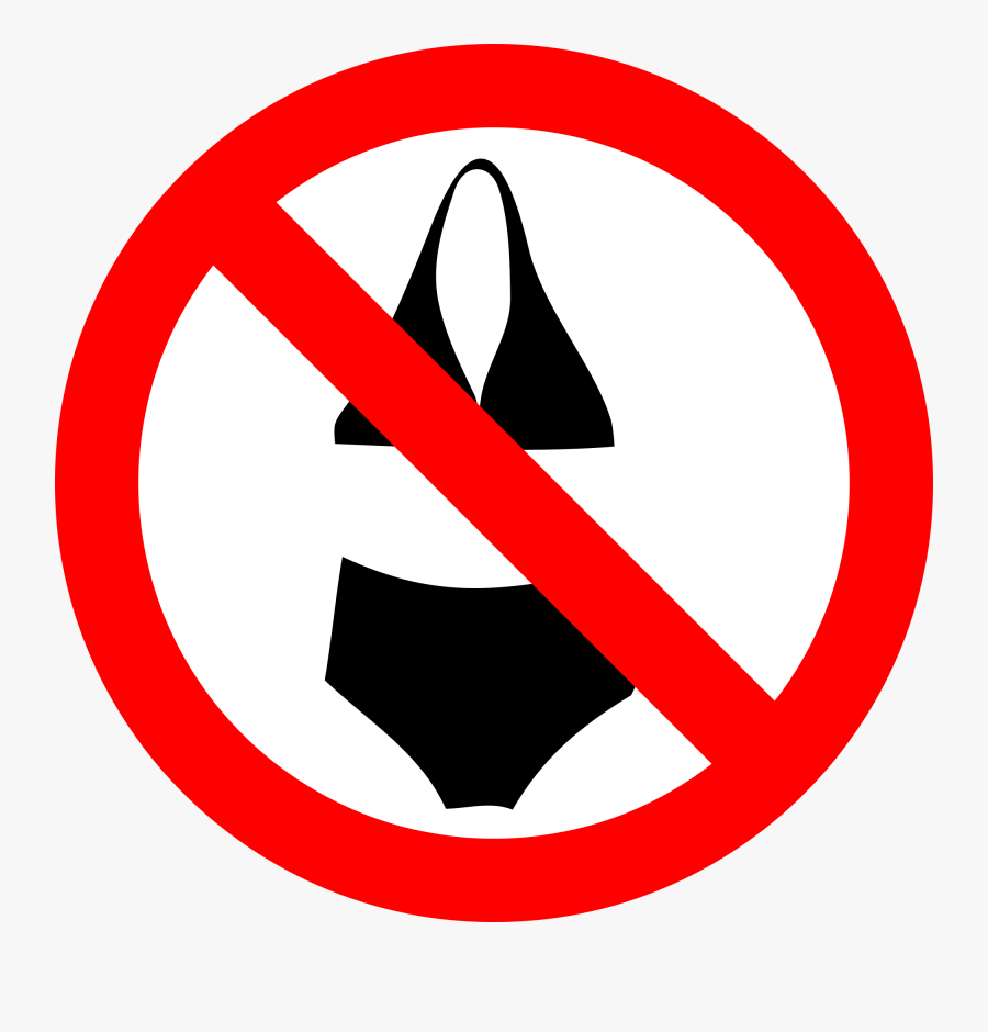 No Bathing Suit Sign, Transparent Clipart