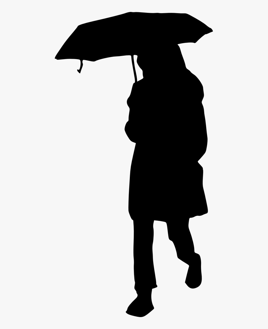 Umbrella Girl Silhouette - Clip Art Silhouettes Girl With Umbrella, Transparent Clipart