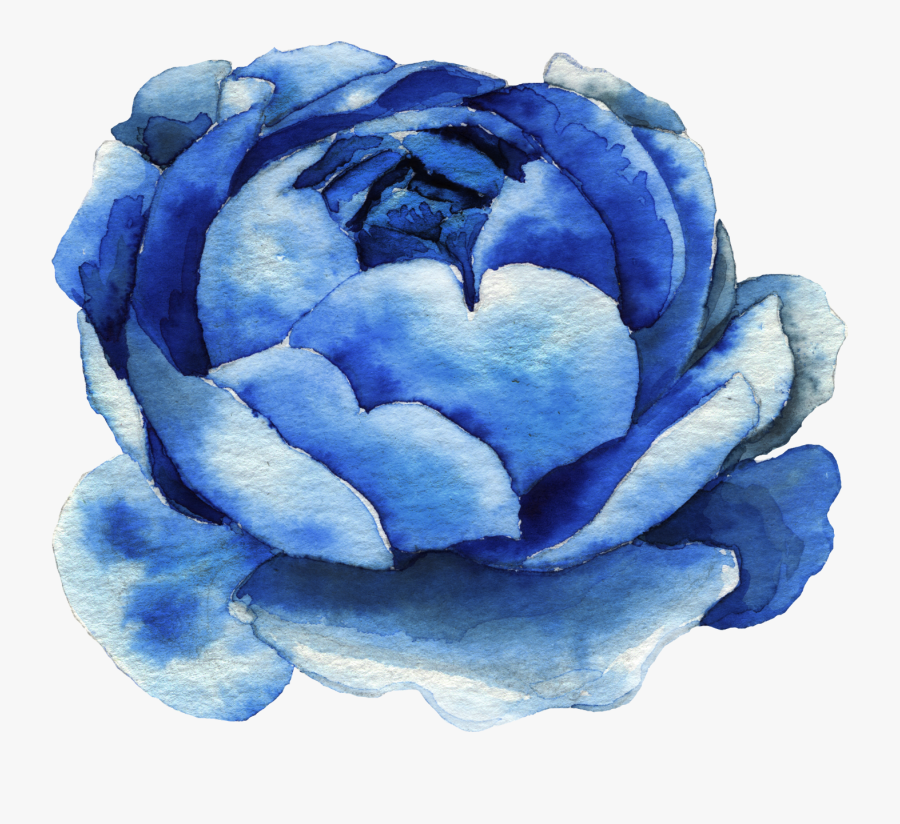 Transparent Watercolor Roses Clipart - Free Blue Watercolour Flowers, Transparent Clipart