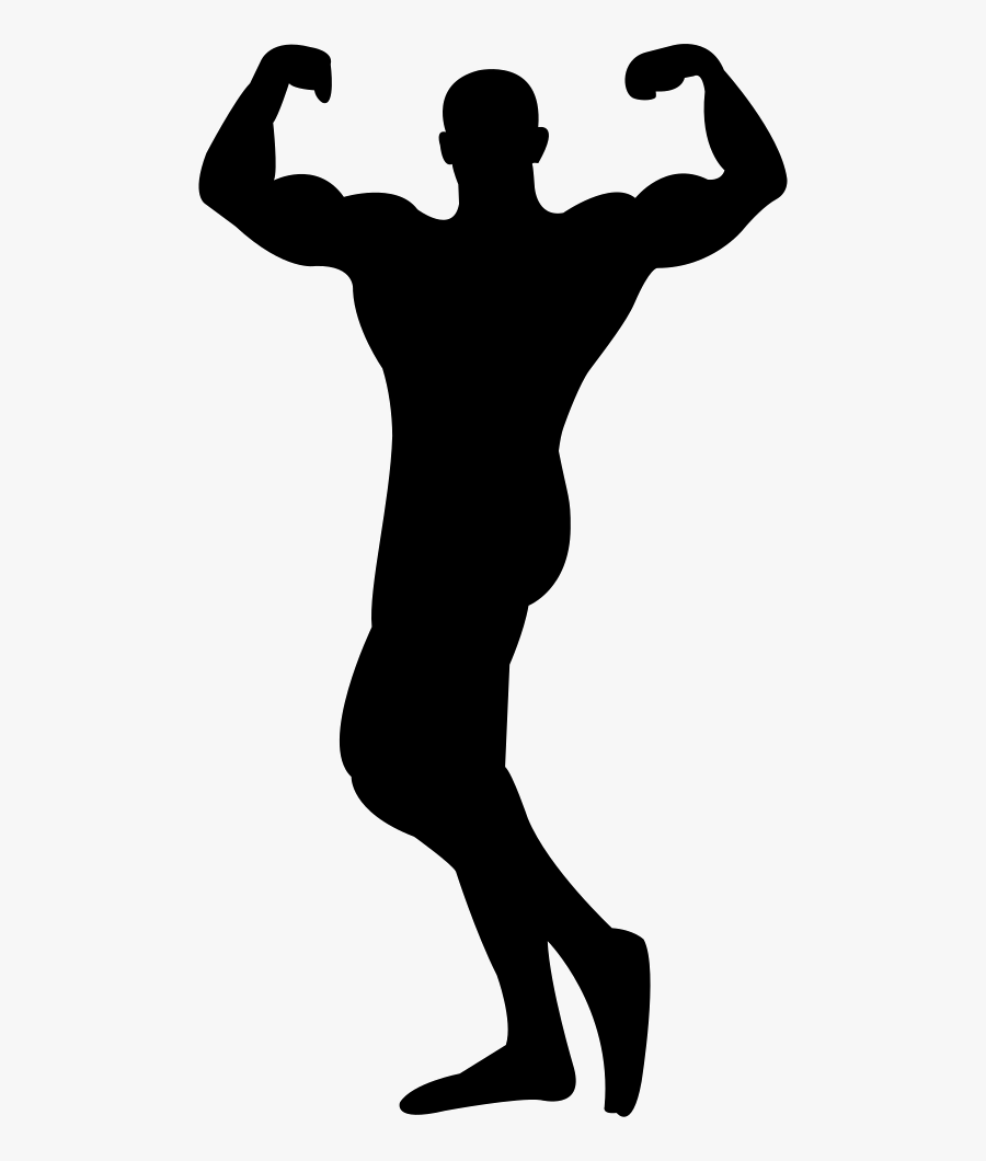 Female Bodybuilding Silhouette Clip Art - Silhouette Muscle Man Vector, Transparent Clipart