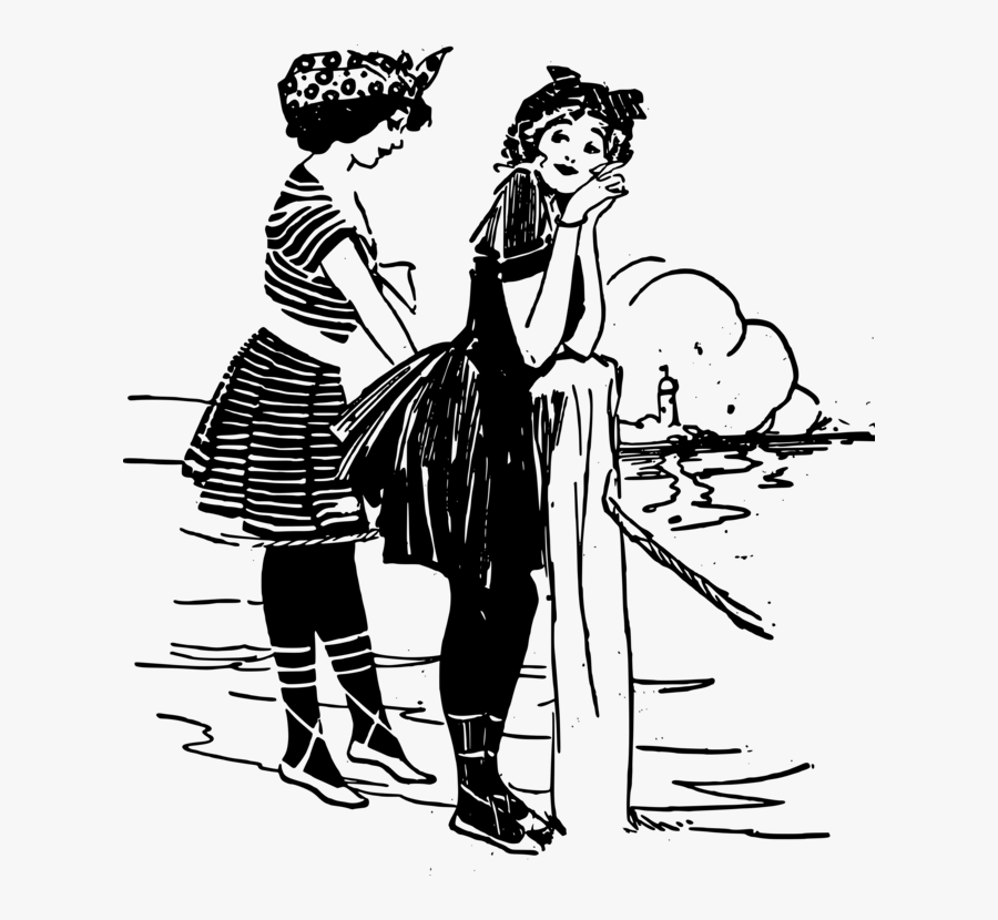 Transparent Bathing Suit Clipart Black And White - Black And White Beach Drawing, Transparent Clipart