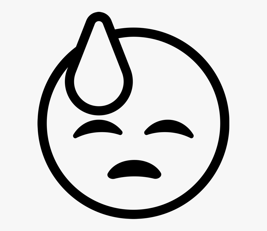 Sweating Emoji Black And White, Transparent Clipart