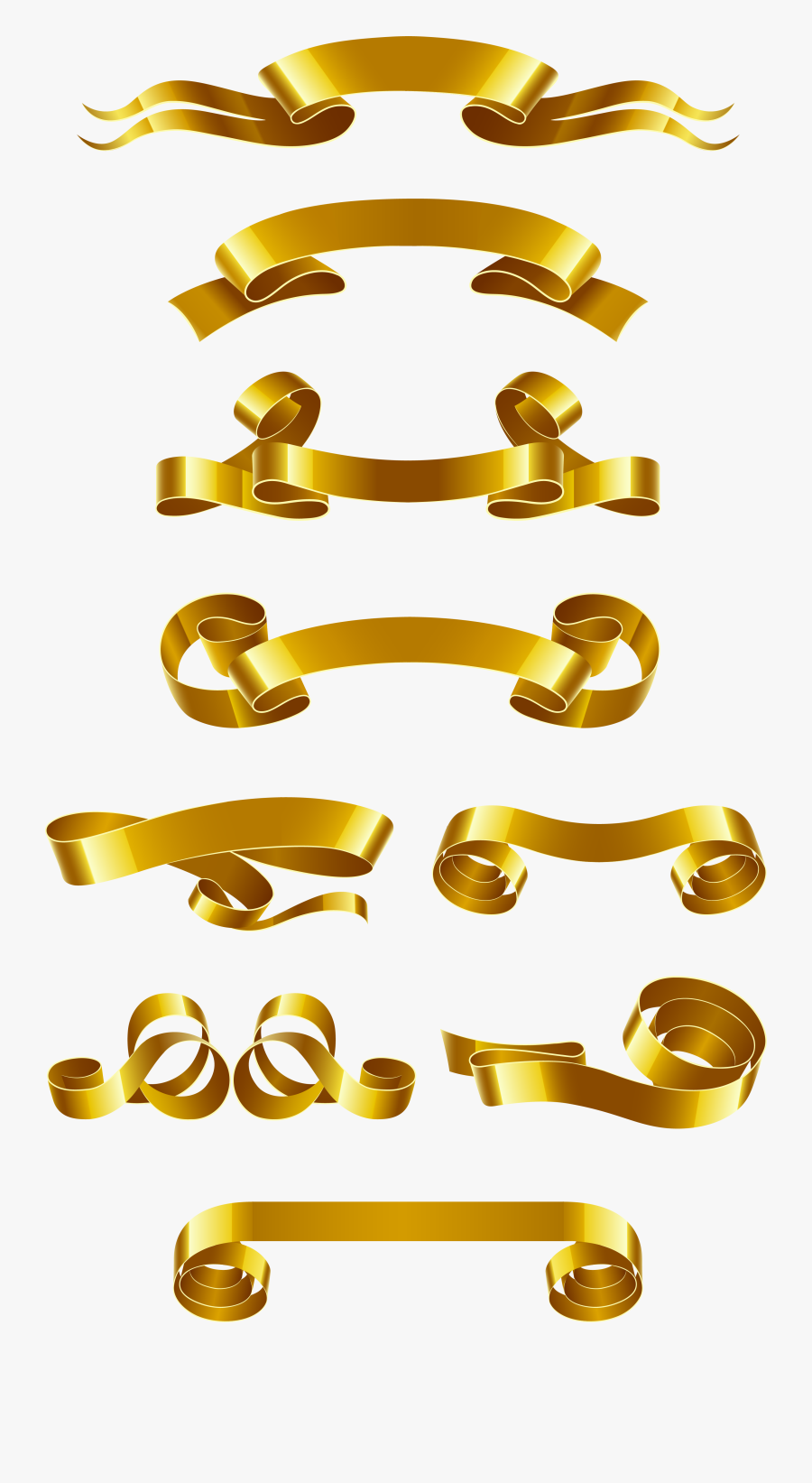 Web Banner Ribbon Euclidean Material Transprent Png - Gold Ribbons Free Vector, Transparent Clipart