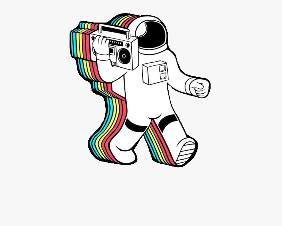 #astronaut #90s #galaxy #interesting #rainbow #radio - Rainbow Astronaut, Transparent Clipart