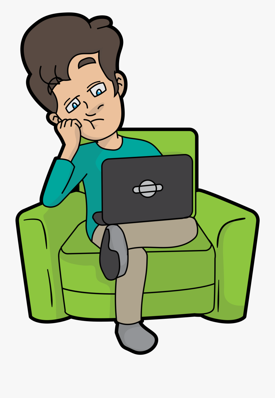 Clip Art Man At Computer Cartoon - Man Sitting On Computer Svg, Transparent Clipart