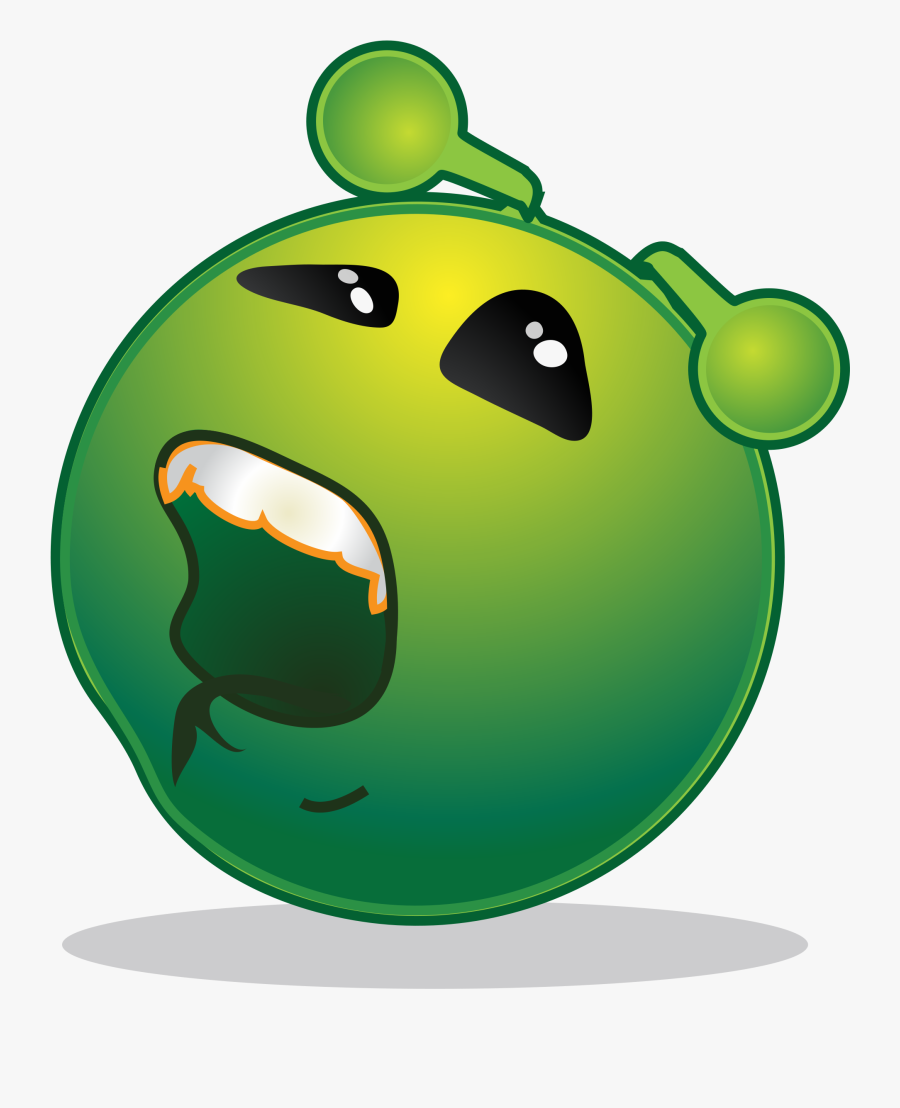 Smiley Green Alien Bored - Emoticon, Transparent Clipart
