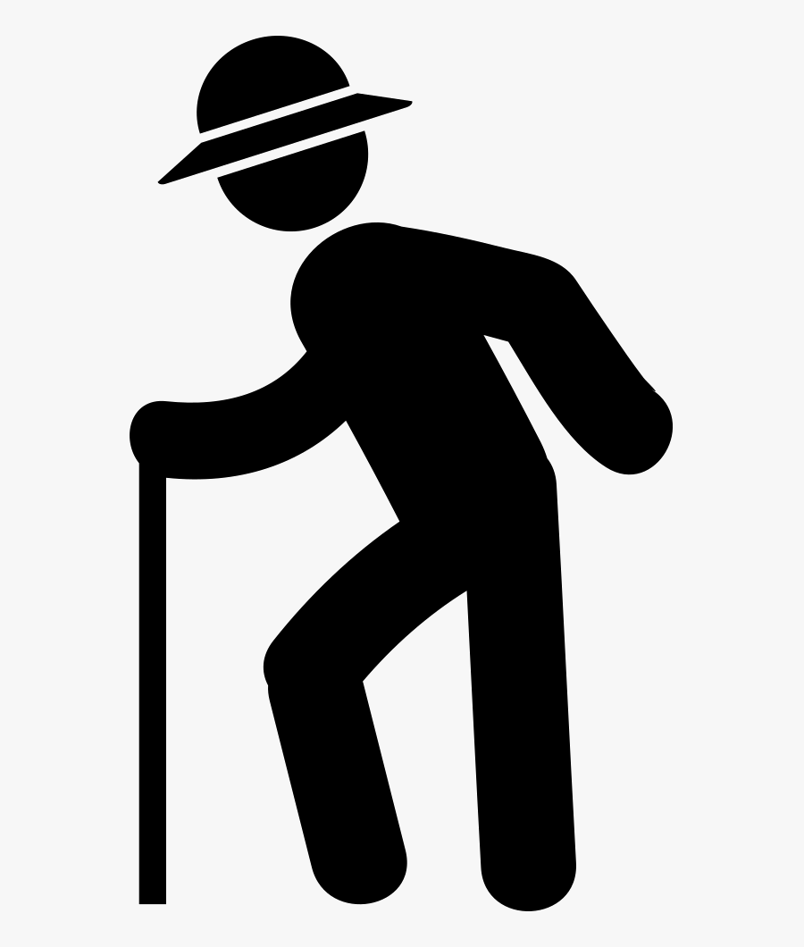 Clip Art Old Man Walking With Cane - Illustration, Transparent Clipart