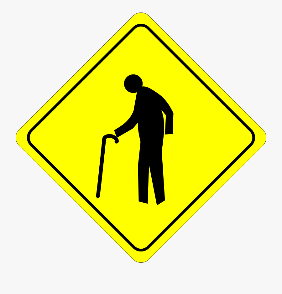 Old Dude Crossing - Old Person Crossing Sign, Transparent Clipart
