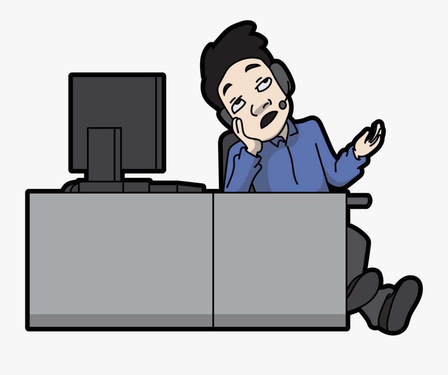 Transparent Call Center Agent Clipart - Bored Call Center Agent, Transparent Clipart